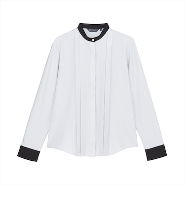 【COFREX】 スタンド 配色 ブラウス 長袖 レディースデザインシャツ