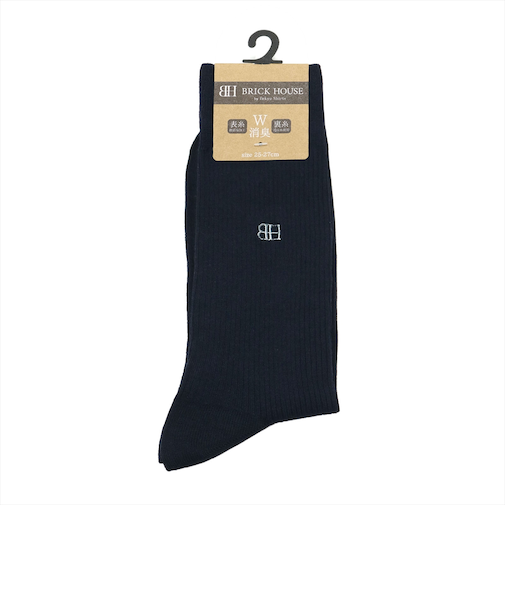 靴下 ソックス 消臭W効果 25-27cm 刺しゅう入り メンズ