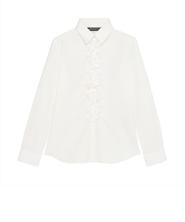 【COFREX】 前立 ミニフリル ブラウス 長袖 レディースデザインシャツ