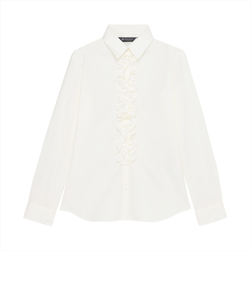 【COFREX】 前立 ミニフリル ブラウス 長袖 レディースデザインシャツ