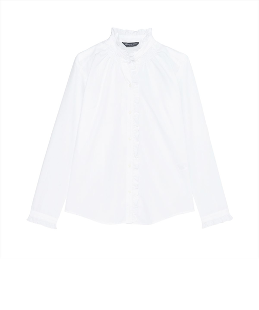 【COFREX】 スタンド ゴムシャーリング ブラウス 長袖 レディースデザインシャツ