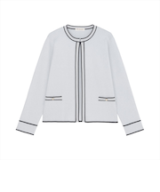 アウター 配色パイピング ニットジャケット レディース