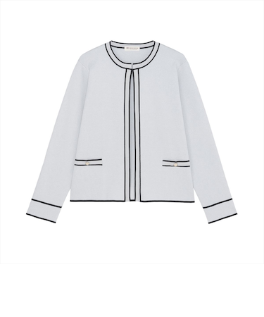 アウター 配色パイピング ニットジャケット レディース