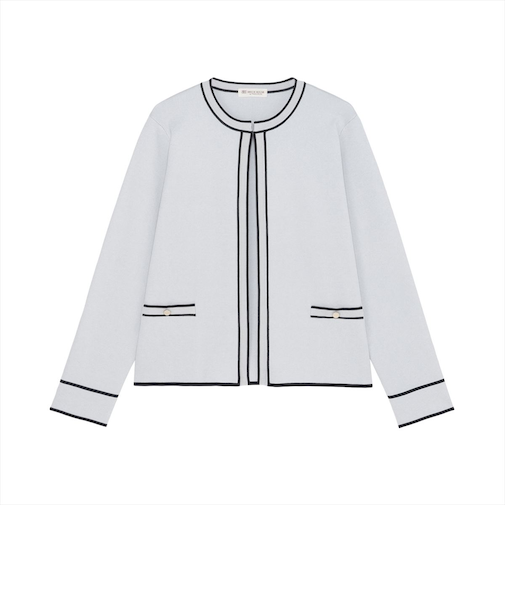 アウター 配色パイピング ニットジャケット レディース
