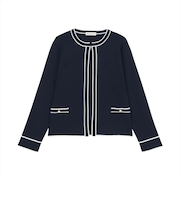 アウター 配色パイピング ニットジャケット レディース