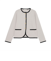 アウター 縁取り ニットジャケット レディース