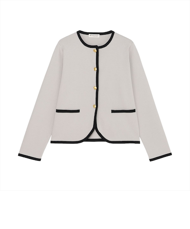 アウター 縁取り ニットジャケット レディース