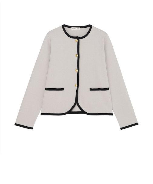 アウター 縁取り ニットジャケット レディース