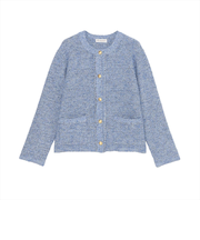 アウター ファンシーツイード風 ニット ジャケット レディース