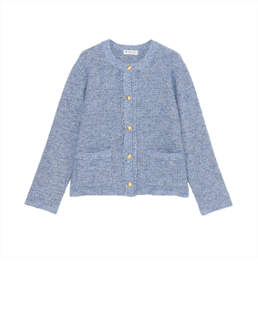 アウター ファンシーツイード風 ニット ジャケット レディース