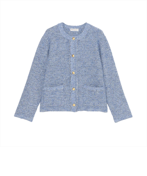 アウター ファンシーツイード風 ニット ジャケット レディース