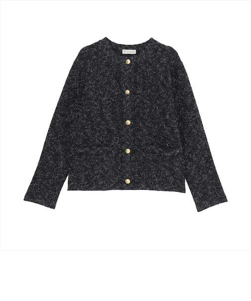 アウター ファンシーツイード風 ニット ジャケット レディース