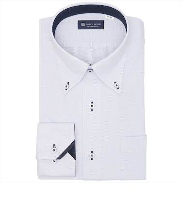 【ストレッチ】 ボタンダウン 長袖 形態安定 ニットシャツ ワイシャツ