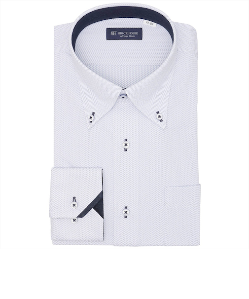 【ストレッチ】 ボタンダウン 長袖 形態安定 ニットシャツ ワイシャツ