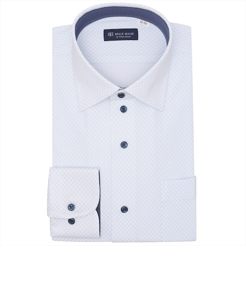 【ストレッチ】 ワイド 長袖 形態安定 ニットシャツ ワイシャツ