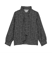 ボウタイ プリント ブラウス 長袖 レディース