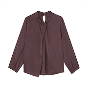 変形タックサテン ブラウス 長袖 レディース