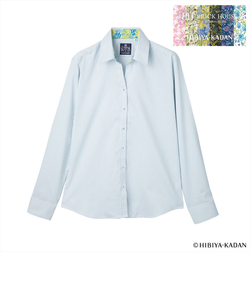 【TOKYO SHIRTS×HIBIYA KADAN】 透け防止 スキッパー 長袖 形態安定 レディースシャツ