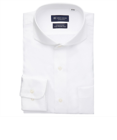 【超形態安定】 ホリゾンタルワイド 長袖 形態安定 綿100% ワイシャツ