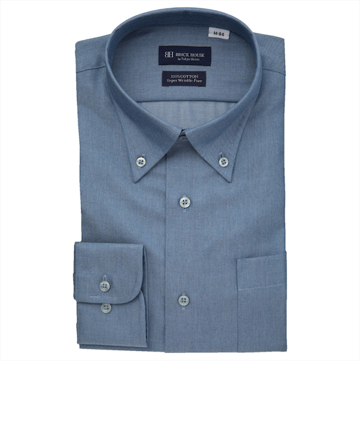 【超形態安定】 ボタンダウン 長袖 形態安定 綿100% ワイシャツ