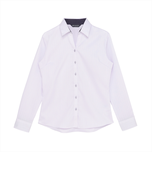 【超形態安定】 スキッパー 長袖 形態安定 綿100% レディースシャツ