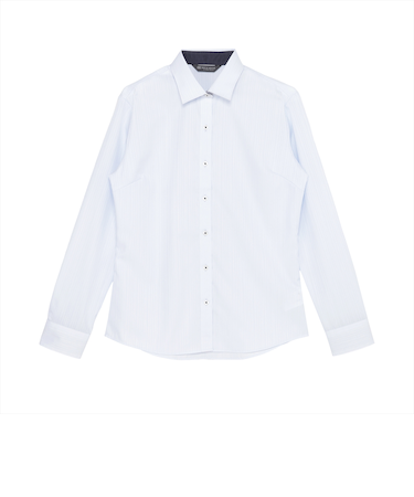 【超形態安定】 ワイド 長袖 形態安定 綿100% レディースシャツ