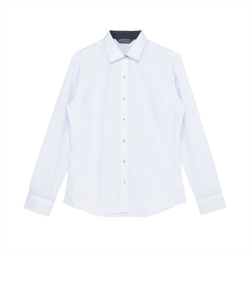 【超形態安定】 ワイド 長袖 形態安定 綿100% レディースシャツ