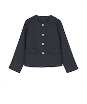 ジャケット ブッチャー織 ノーカラー 長袖 セットアップ可能 レディース