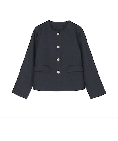 ジャケット ブッチャー織 ノーカラー 長袖 セットアップ可能 レディース