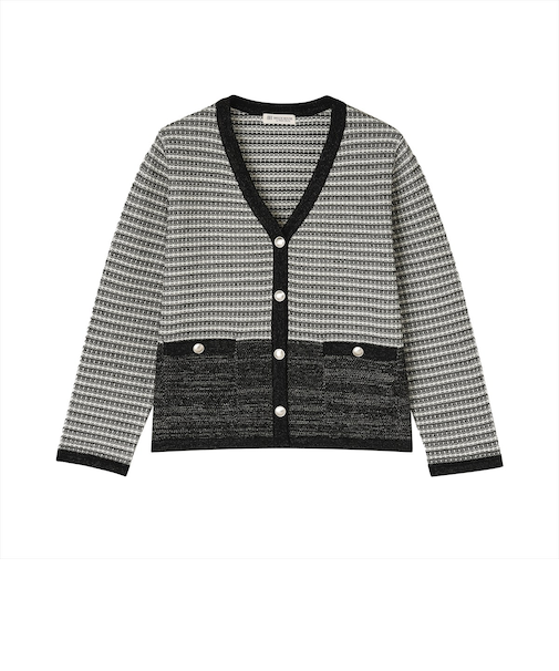 アウター ツイード風 Vネック ジャケット レディース