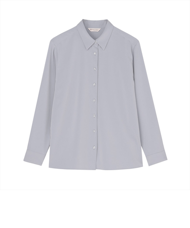 シルキーサテン レギュラー シャツブラウス 長袖 レディース