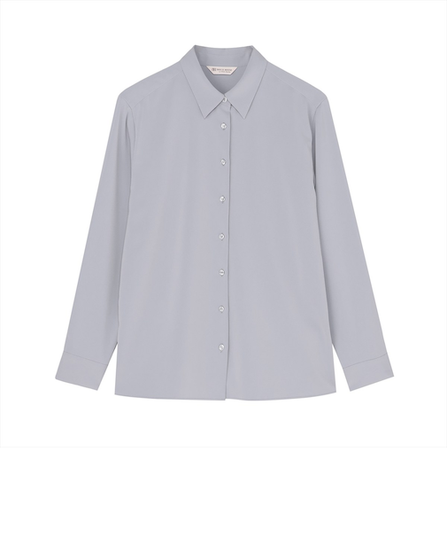 シルキーサテン レギュラー シャツブラウス 長袖 レディース