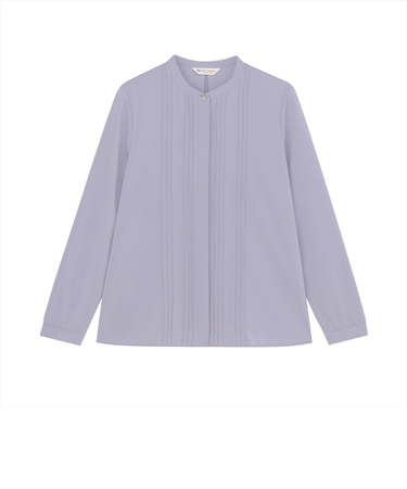 シルキーサテン ピンタック ブラウス 長袖 レディース