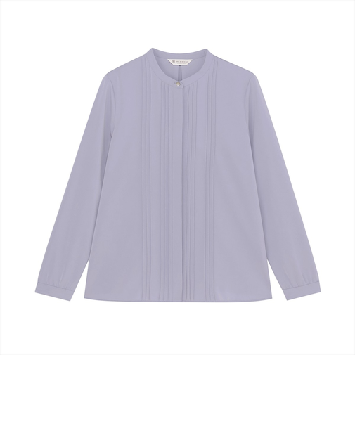 シルキーサテン ピンタック ブラウス 長袖 レディース