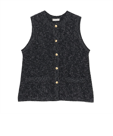 ニット ファンシーツイード風 ジレ レディース