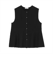 ニット ミラノリブ ペプラム ベスト レディース