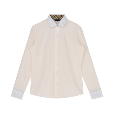 【透け防止】 クレリック ラウンド 長袖 形態安定 レディースシャツ