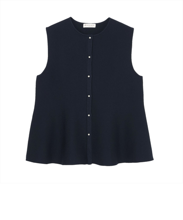 ニット ミラノリブ ペプラム ベスト レディース