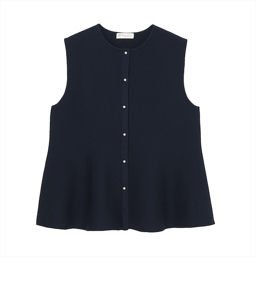 ニット ミラノリブ ペプラム ベスト レディース