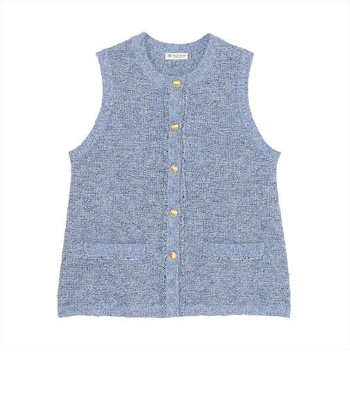 ニット ファンシーツイード風 ジレ レディース