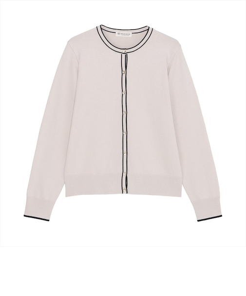 ニット 配色 クルーネック カーディガン レディース