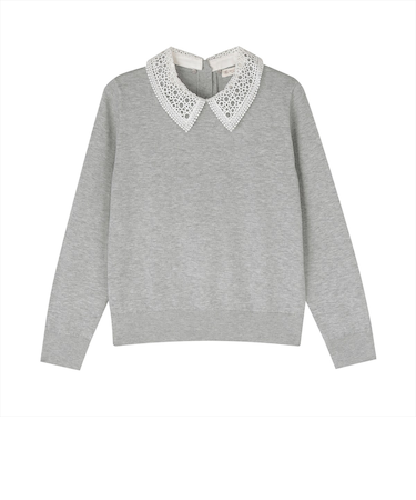 ニット レース衿付き プルオーバー レディース