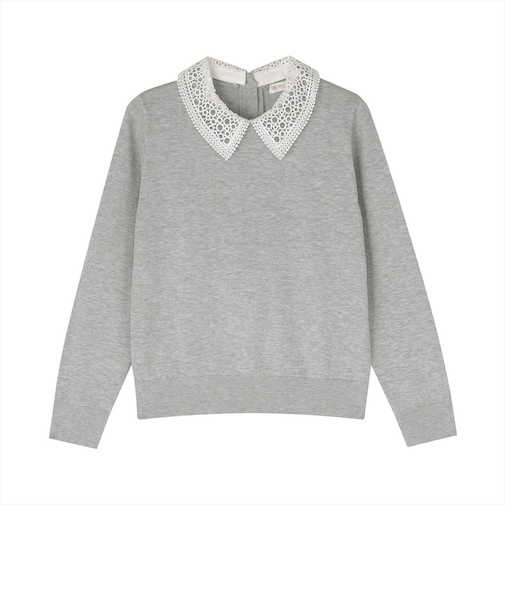 ニット レース衿付き プルオーバー レディース