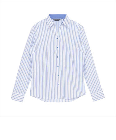 【透け防止】 スキッパー 長袖 形態安定 レディースシャツ