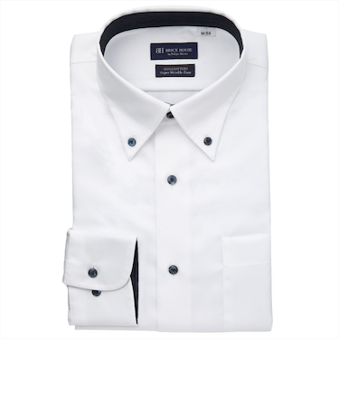 【超形態安定】 ボタンダウン 長袖 形態安定 綿100% ワイシャツ