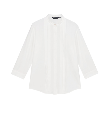 【COFREX】 スタンド ビジューボタン ブラウス 七分袖 レディースデザインシャツ