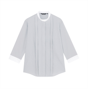 【COFREX】 スタンド クレリック ブラウス 七分袖 レディースデザインシャツ