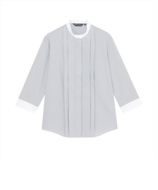 【COFREX】 スタンド クレリック ブラウス 七分袖 レディースデザインシャツ