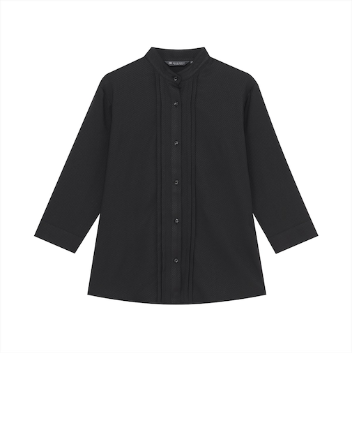 【COFREX】 スタンド タック ブラウス 七分袖 レディースデザインシャツ