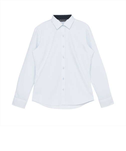 【透け防止】 ワイド 長袖 形態安定 レディースシャツ